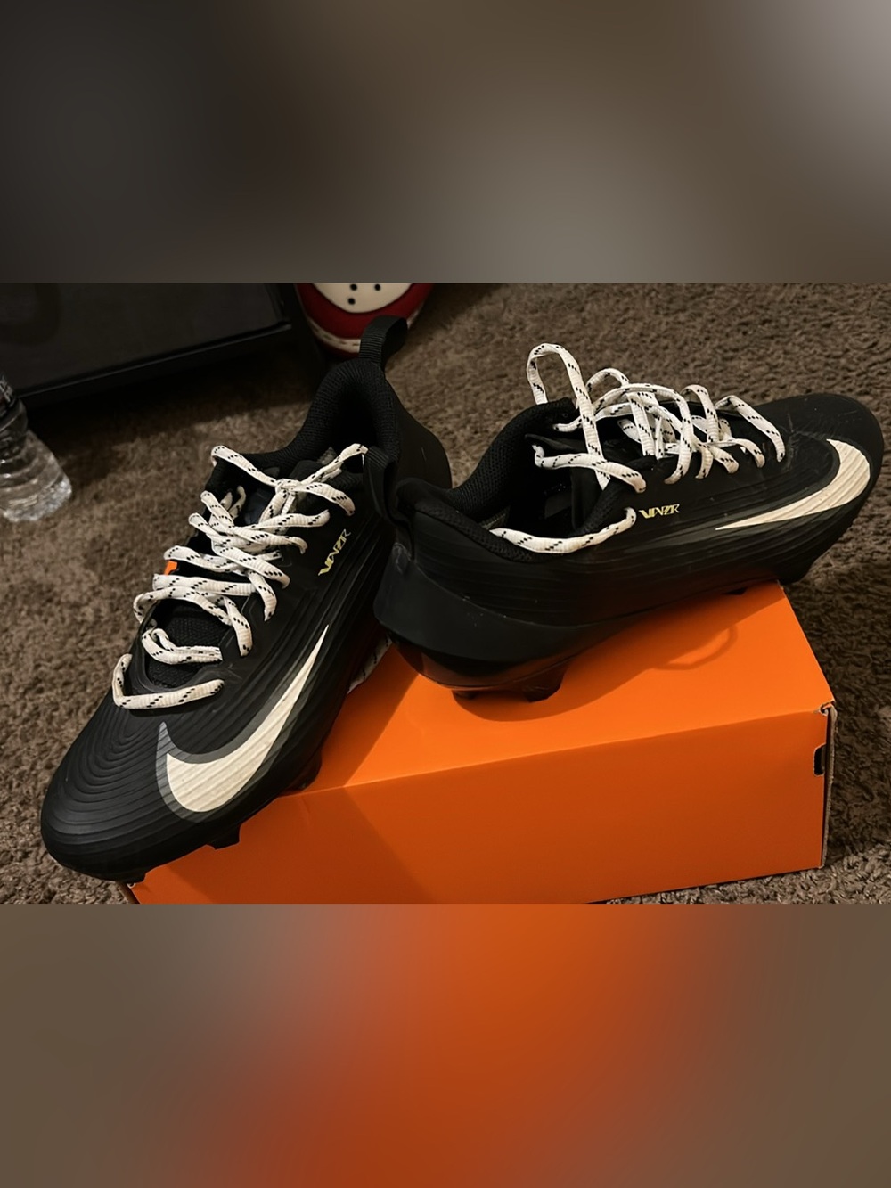 Nike Black Athletic Cleats with White Laces
